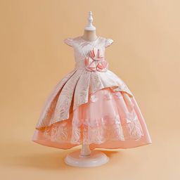 Vintage Embroidery Girls Christmas Dress 