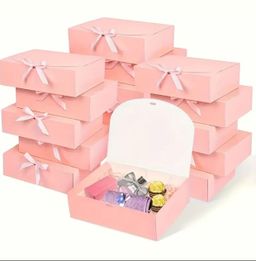 Large Gift Box w/ Ribbon Closure- 10.6 x 7.8 x 3.15 inches (Pink)