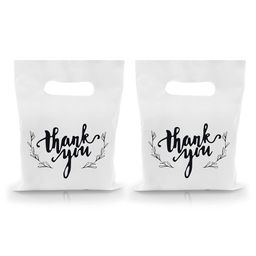 Plastic Thank You Bag - 7.8 x 6.3 inches (White) - 10 pieces