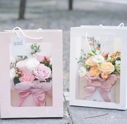 Window Gift Bag - 7.1 x 9.7 x 5.1 inch (White)