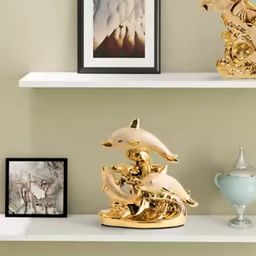 Pajangan Meja Patung Dolphin Lumba Lumba Keramik Oranment Kebijakan dan Kebaikan Dekorasi Rumah Kantor