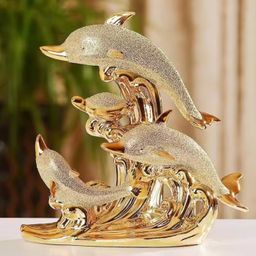 Pajangan Meja Patung Dolphin Lumba Lumba Keramik Oranment Kebijakan dan Kebaikan Dekorasi Rumah Kantor