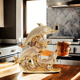 Pajangan Meja Patung Dolphin Lumba Lumba Keramik Oranment Kebijakan dan Kebaikan Dekorasi Rumah Kantor