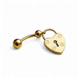 14k yellow gold heart belly piercing 