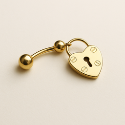 14k yellow gold heart belly piercing 