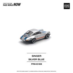 POP RACE MODEL 1/64 PORSCHE SINGER - SILVER/BLUE
