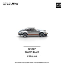 POP RACE MODEL 1/64 PORSCHE SINGER - SILVER/BLUE