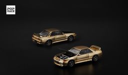 POP RACE MODEL 1/64 NISSAN SKYLINE GT-R (R32) - CHROME GOLD (TASKL25)