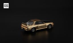 POP RACE MODEL 1/64 NISSAN SKYLINE GT-R (R32) - CHROME GOLD (TASKL25)