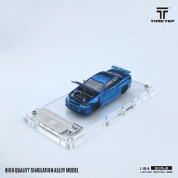 TIME TOP MODEL 1/64 NISSAN SKYLINE GT-R (R34) - BLUE CARBON