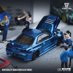 TIME TOP MODEL 1/64 NISSAN SKYLINE GT-R (R34) - BLUE CARBON