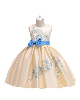 Girls Ivory Dresses with embroidered flower design 