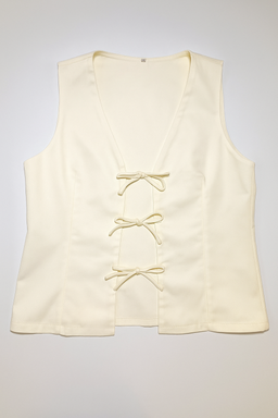 Chaleco beige sin mangas con lazos frontales - Size S