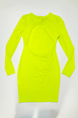 Vestido corto verde neón con abertura en la espalda - Size XS