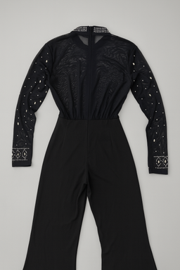 Enterizo negro de manga larga con pedrería - Size M