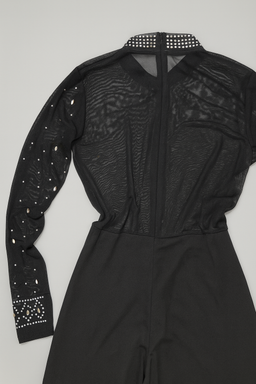 Enterizo negro de manga larga con pedrería - Size M