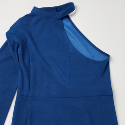 Vestido corto azul asimétrico con manga acampanada - Size M