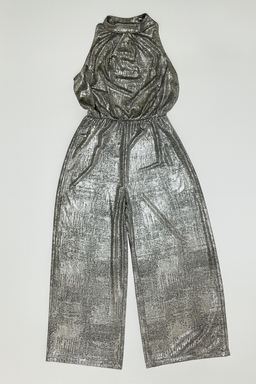 Enterizo plateado brillante con escote halter - Size M