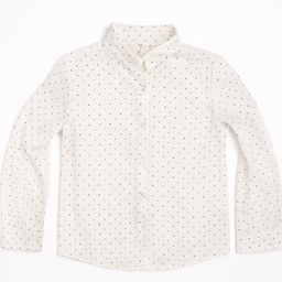 Camisa blanca de manga larga con estampado de lunares pequeños - Size S Peq.