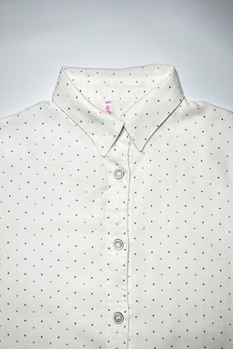 Camisa blanca de manga larga con estampado de lunares pequeños - Size S Peq.