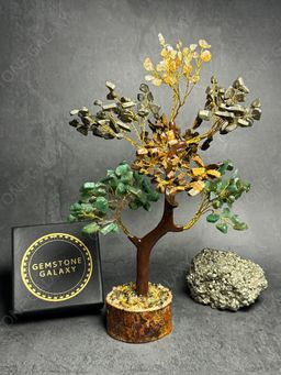 Money Attraction Crystal Tree – Citrine, Pyrite, Jade & Tiger Eye