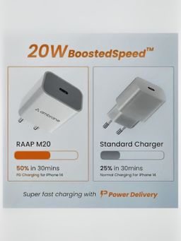 Ambrane 20W Type C Mobile Charger Adapter, Fast Charging For Android (Raap M20, White)