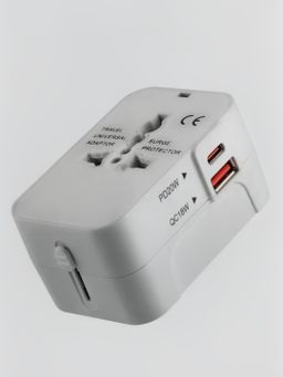 Basics IND Universal Travel Adapter with Type C & USB, 3 IN 1 Universal Adapter Plug White