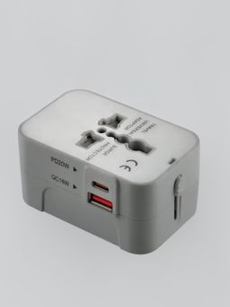 Basics IND Universal Travel Adapter with Type C & USB, 3 IN 1 Universal Adapter Plug White