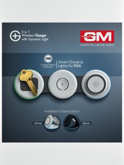 Gm G+ 3In1 Wireless Foldable Charger With Dynamic Light, 22.5W Output - White