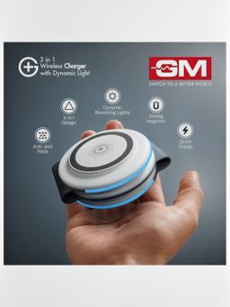 Gm G+ 3In1 Wireless Foldable Charger With Dynamic Light, 22.5W Output - White