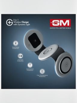 Gm G+ 3In1 Wireless Foldable Charger With Dynamic Light, 22.5W Output - White