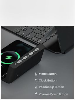 Portronics Freedom 4A Desktop Wireless Mobile Charger with QC Adapter for Fast Charging (Black).