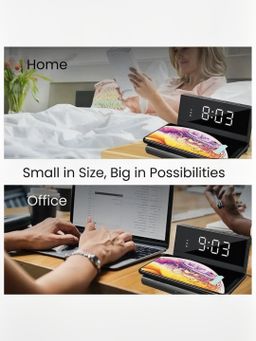 Portronics Freedom 4A Desktop Wireless Mobile Charger with QC Adapter for Fast Charging (Black).