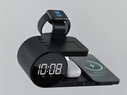 Portronics Freedom 6 15W Wireless Charger with 6-in-1 Function, Earbuds & Watch Wireless Charging, Digital Clock with Alarm, Compatible with iPhones/Samsung Smartphone Series.