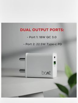 boAt 22.5W Dual Port Charger with 18W Quick Charge 3.0, Smart IC Protection & Auto Detection (White)