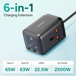 Charge Hub 65 2500W 6-in-1 Charging Station for Laptop, Mobile & Other Devices