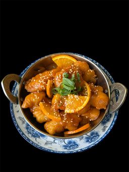 CHICKEN POPCORN WITH ORANGE SAUCE