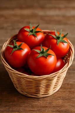 Farm-Fresh Red Tomatoes in Handwoven Basket – Vibrant, Juicy & Ready to Enjoy