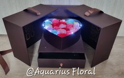 Heart-Shaped Floral Box with Drawer & LED Lights 