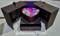 Heart-Shaped Floral Box with Drawer & LED Lights 