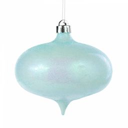 6" Iridescent Glitter Onion Shape Ornament: Pale Blue