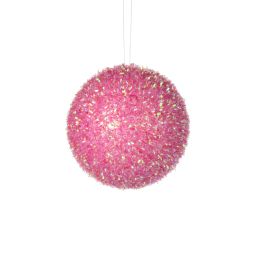 4" V-Cut Foil Ball Ornament: Iridescent Pink