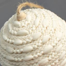 4" Tufted Braided Stripe Ornaments: Cream (Set of 2)