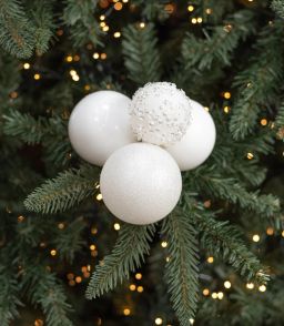 60-80mm Ball Ornament Cluster Ties: Sequin & Glitter White