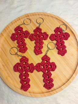 BIG SIZE RED CROCHET CROSS 