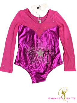 Gymnastics  Competition Leotard - Pink Star