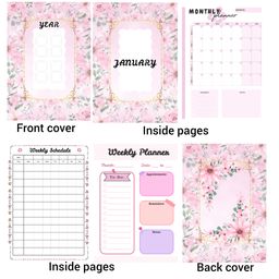 Pink Flowery Yearly Planner