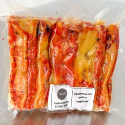 Canelones de pollo al horno con vegetales