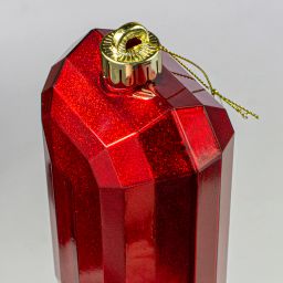 7" Rectangle Gem Ornament: Glitter Inside Red