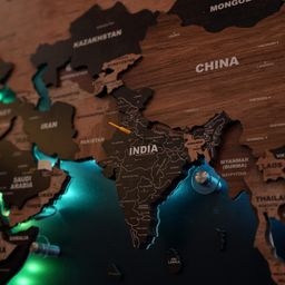 3D Black & Yellow LED Wooden World Map for Wall | Luxury Light-Up Wooden Wall Décor | Sold by FlexTrade  